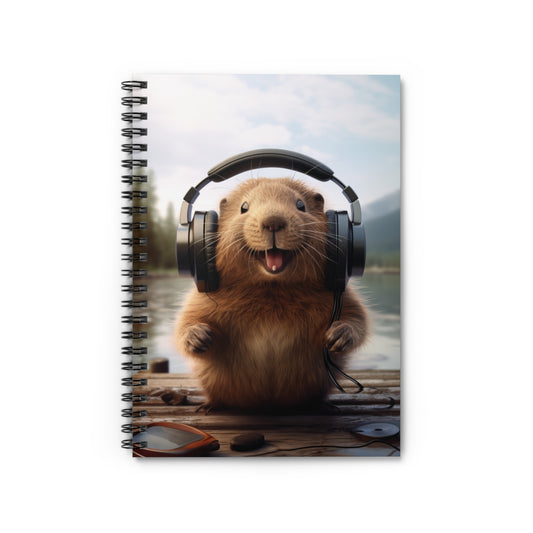 Beaver Headphones | Spiral Notebook - Ruled Line