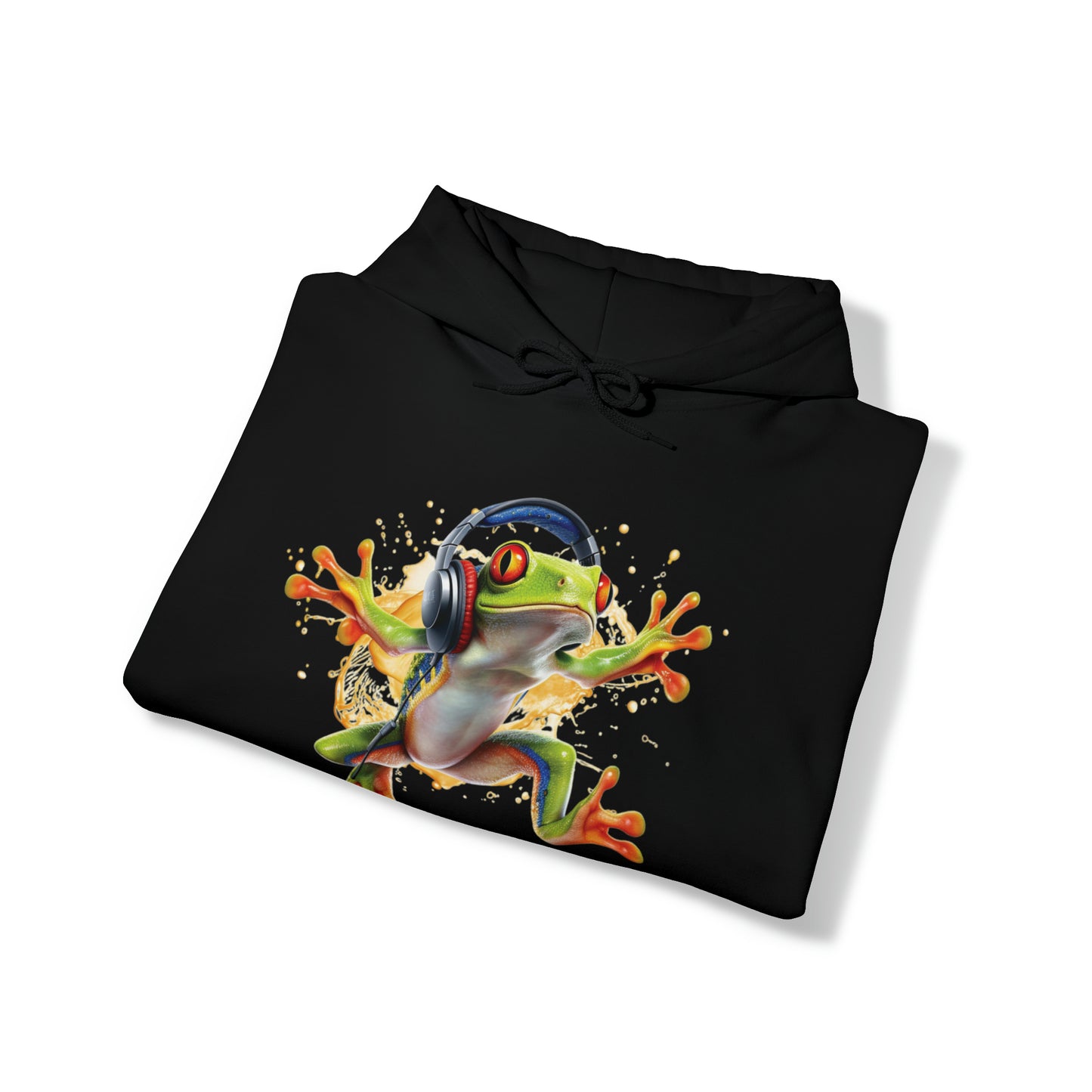 Red Eyed Tree Frog Dancing Headphones | Unisex Heavy Blend™ Hooded Sweatshirt