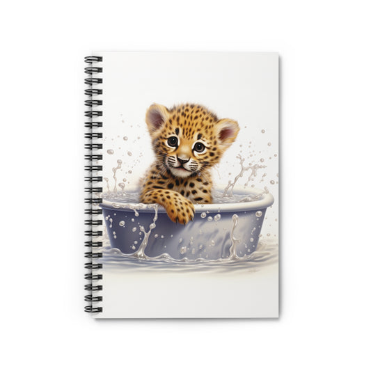 Leopard Baby Bathtub | Spiral Notebook - Ruled Line