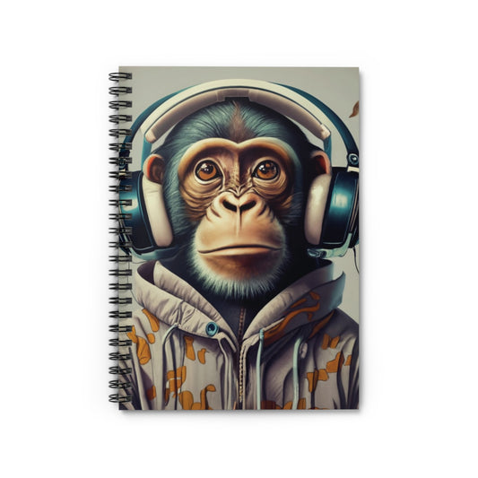 Monkey Headphones | Spiral Notebook - Ruled Line