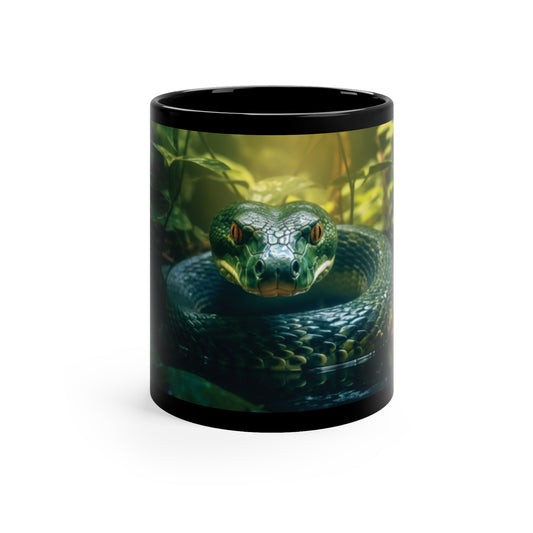 Green Anaconda | 11oz Black Mug | Chrome