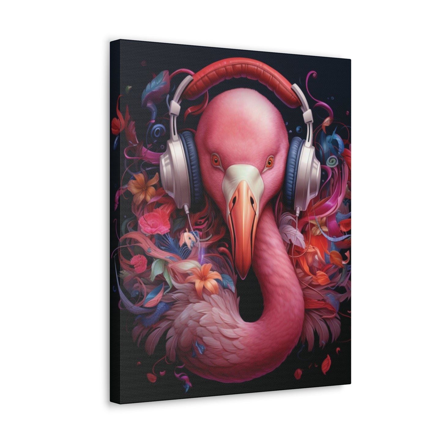 Flamingo Headphones | Canvas Gallery Wrap | Wall Art