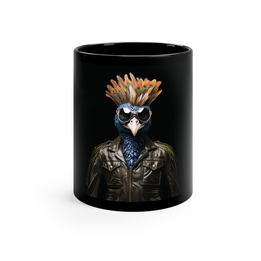 Peacock Leather | 11oz Black Mug