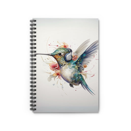 Hummingbird Headphones | Spiral Notebook - Ruled Line