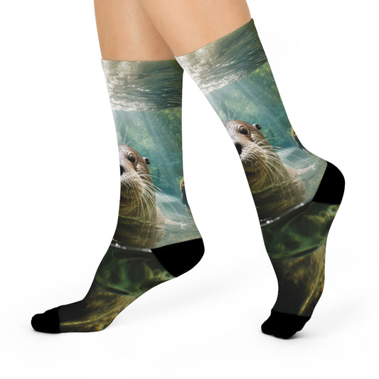 Giant River Otter | Cushioned Crew Socks | Chrome