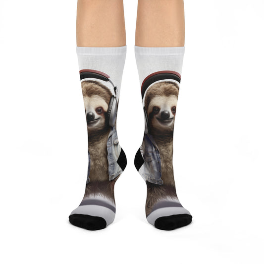 Sloth Headphones | Cushioned Crew Socks