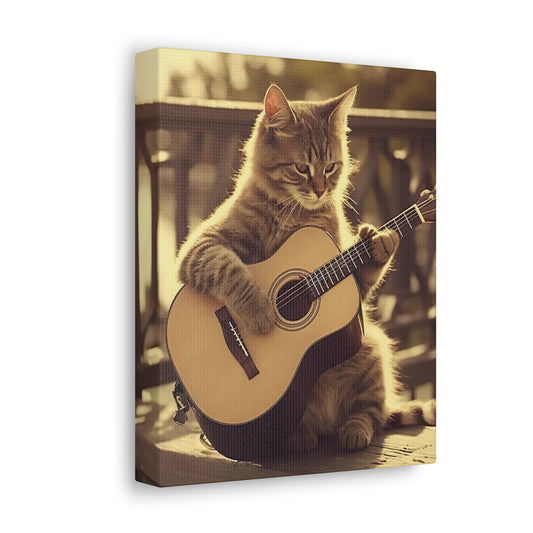 Cat Guitar Strumming Whiskers | Gallery Canvas | Wall Art