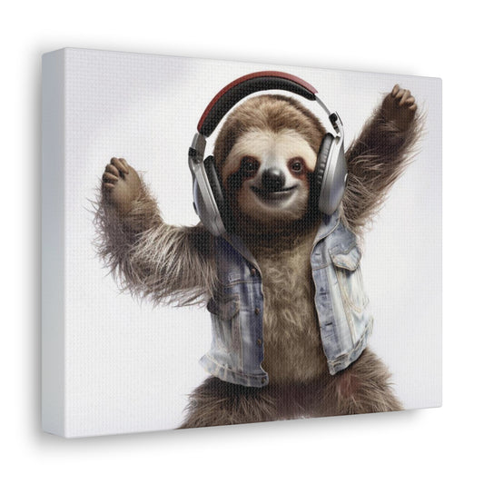 Sloth Headphones | Gallery Wall Art Canvas