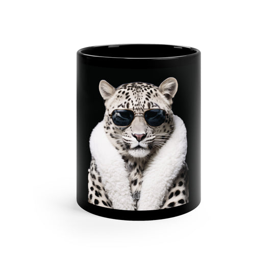 Snow Leopard Leather | 11oz Black Mug