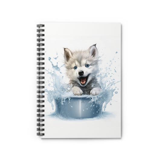 Wolf Baby Bathtub | Spiral Notebook - Ruled Line