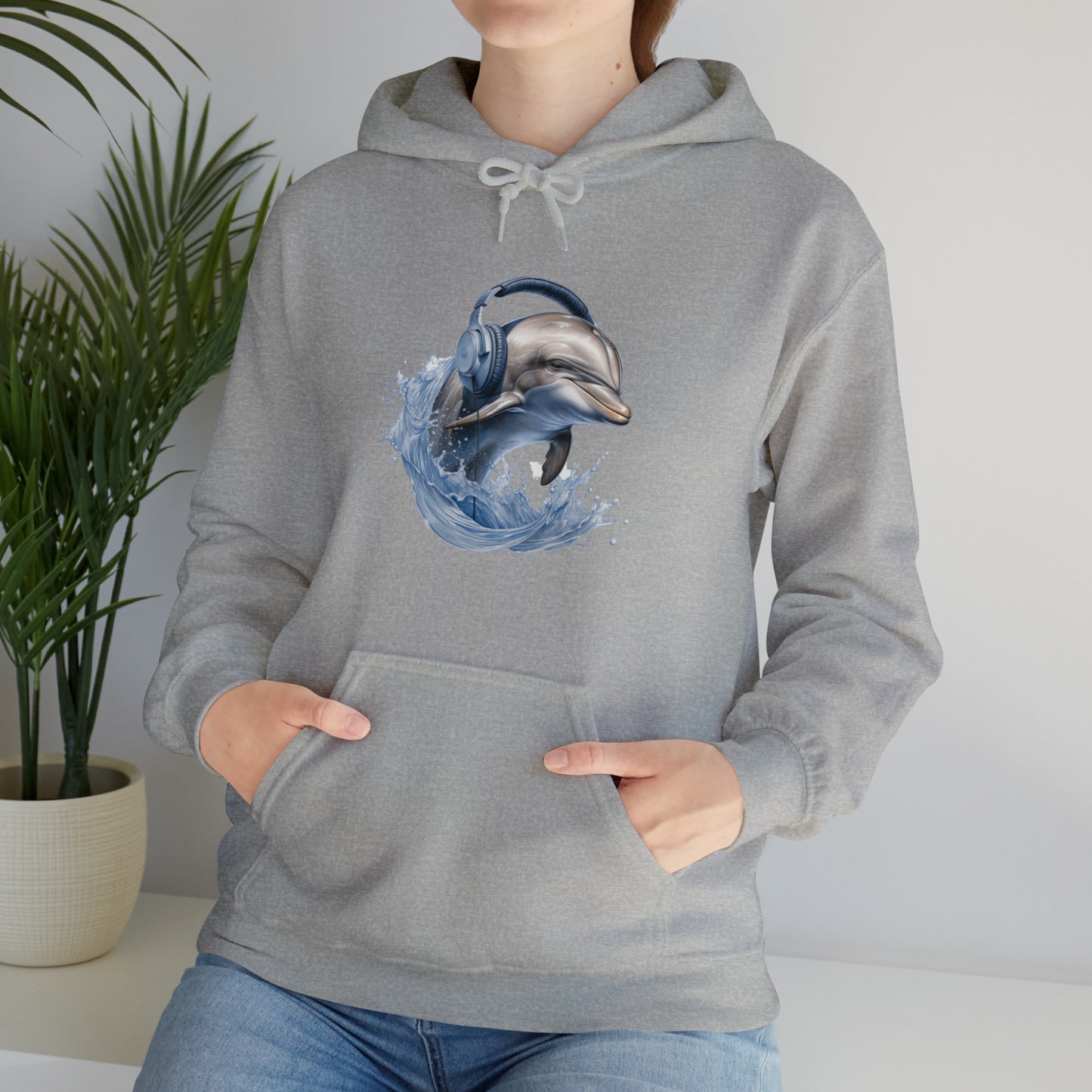 Dolphin Headphones | Unisex Heavy Blend™ Hooded Sweatshirt