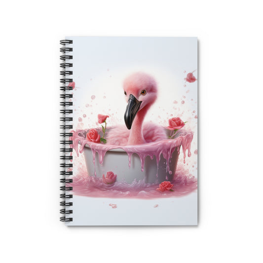Flamingo Baby Bathtub | Spiral Notebook - Ruled Line