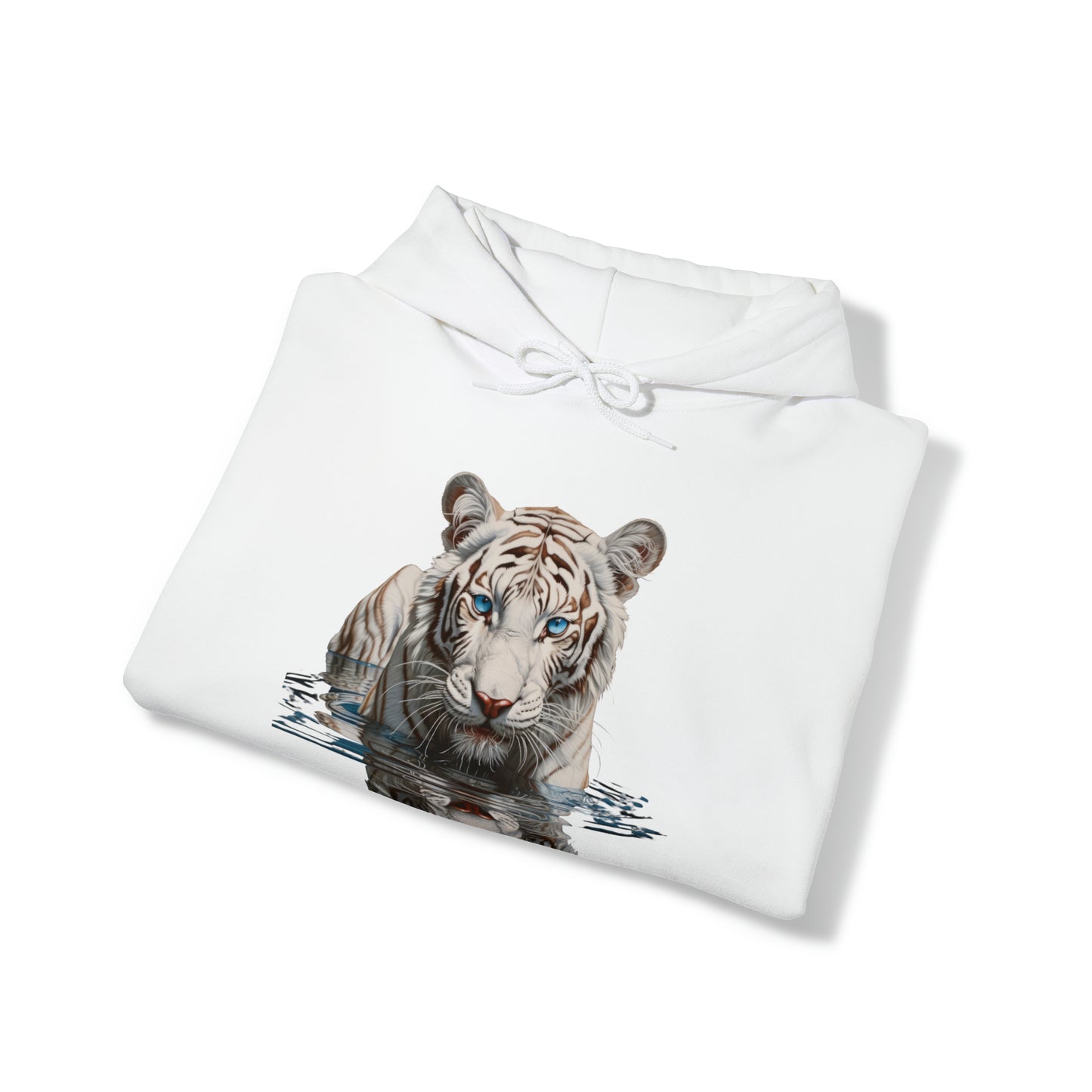 White Tiger Reflections of Majesty | Unisex Heavy Blend™ Hooded Sweatshirt | Chrome