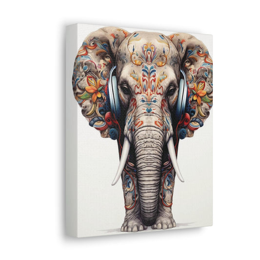 Elephant with Headphones | Gallery Canvas | Wall Art