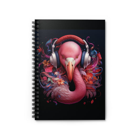 Flamingo Headphones | Spiral Notebook - Ruled Line
