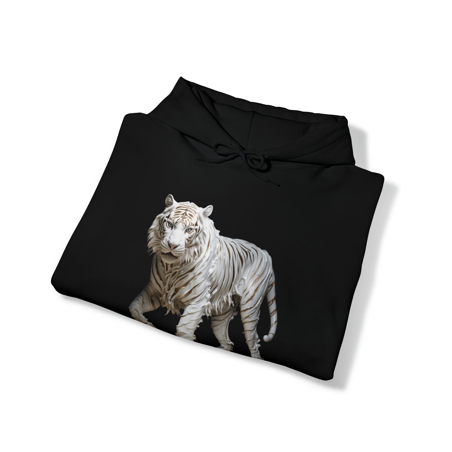 White Tiger Porcelain Elegance | Unisex Heavy Blend™ Hooded Sweatshirt | Chrome