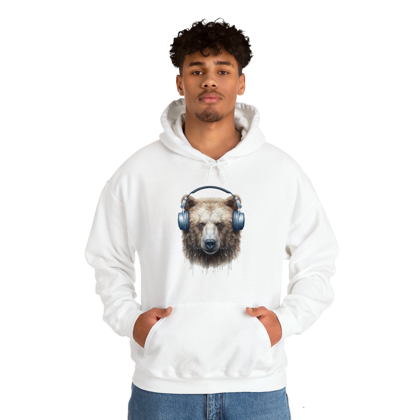 Kodiak Bear Headphones | Unisex Heavy Blend™ Hooded Sweatshirt
