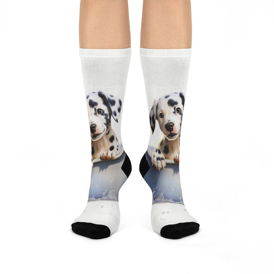 Dalmatian Puppy Bathtub | Cushioned Crew Socks