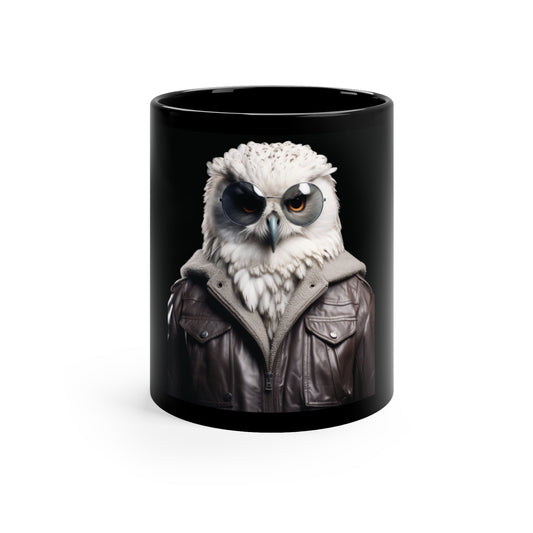 Owl Snow Leather | 11oz Black Mug