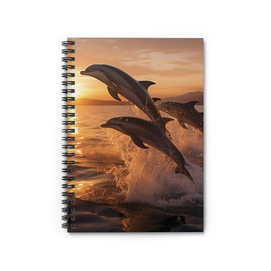 Dolphin Sunset | Spiral Notebook - Ruled Line