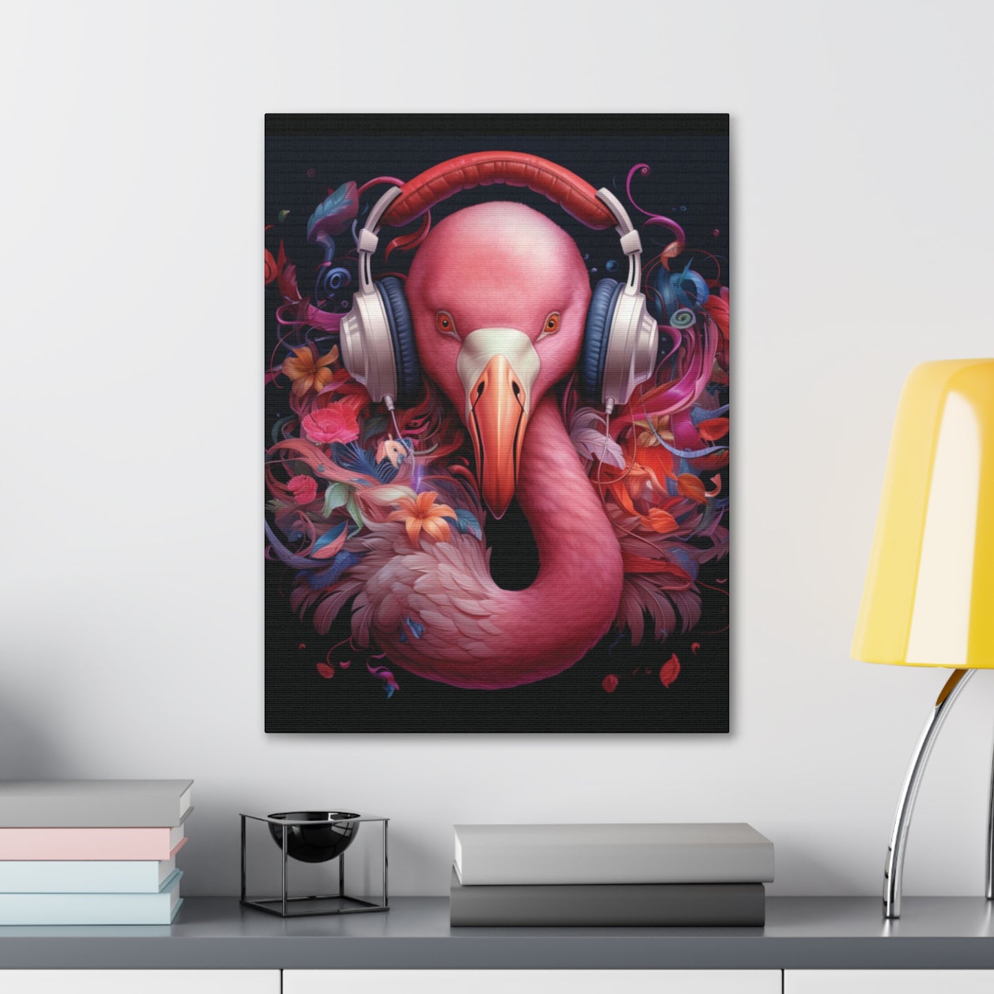 Flamingo Headphones | Canvas Gallery Wrap | Wall Art
