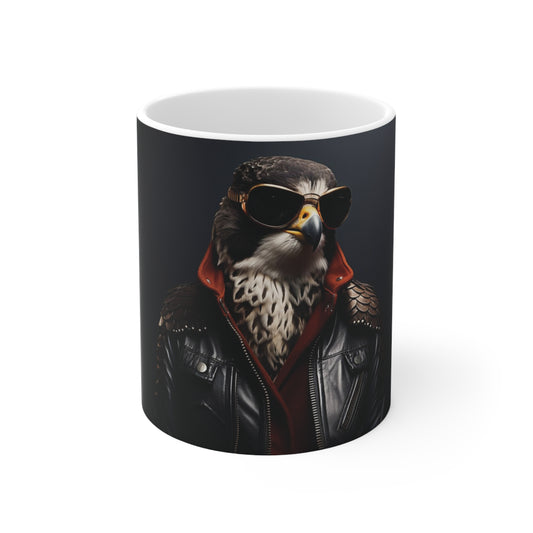 Peregrine Falcon Leather | Ceramic Mug 11oz | Wild & Stylish