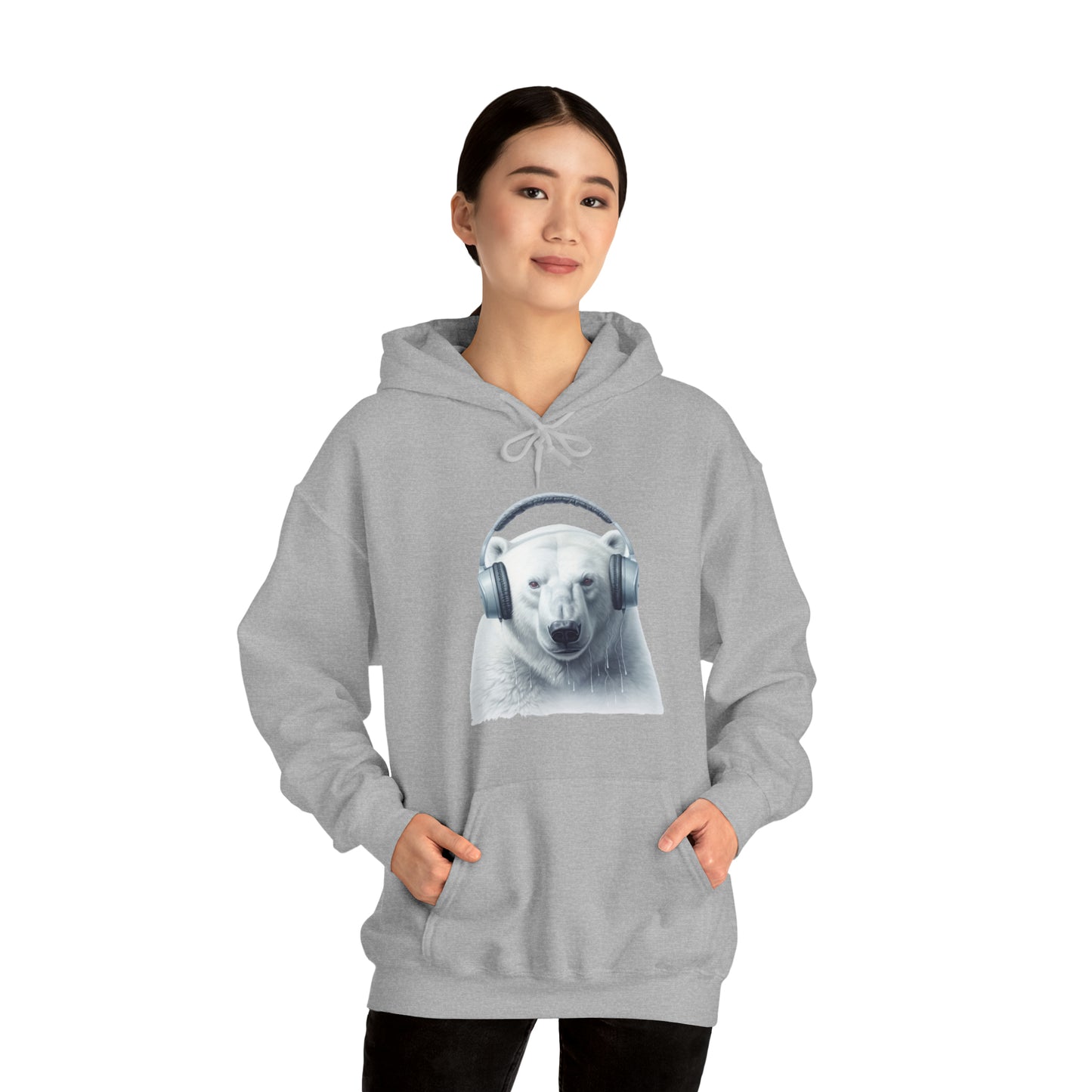 Polar Bear Headphones | Unisex Heavy Blend™ Hooded Sweatshirt