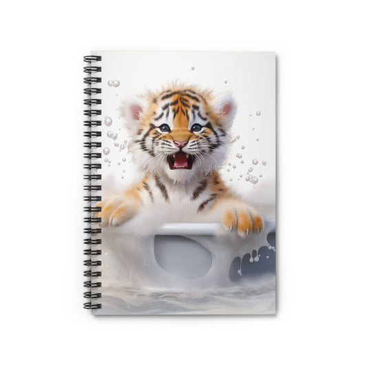 Tiger Baby Bathtub | Spiral Notebook - Ruled Line