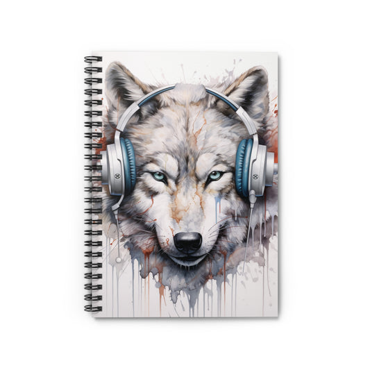 Wolf Headphones | Spiral Notebook - Ruled Line