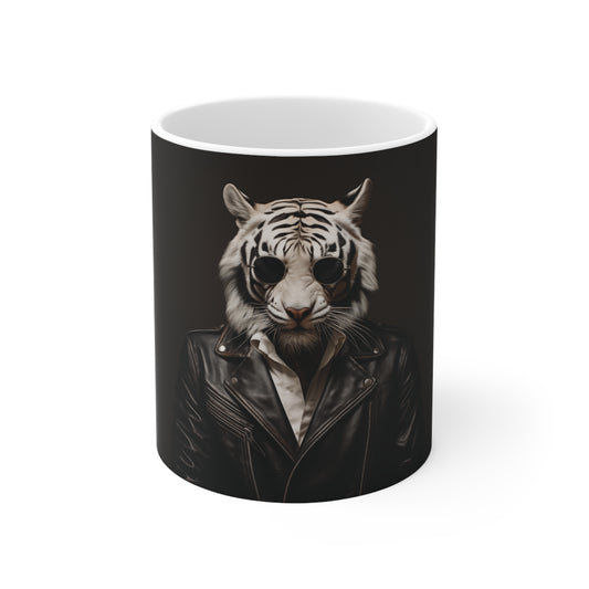 White Tiger Leather | Ceramic Mug 11oz | Wild & Stylish