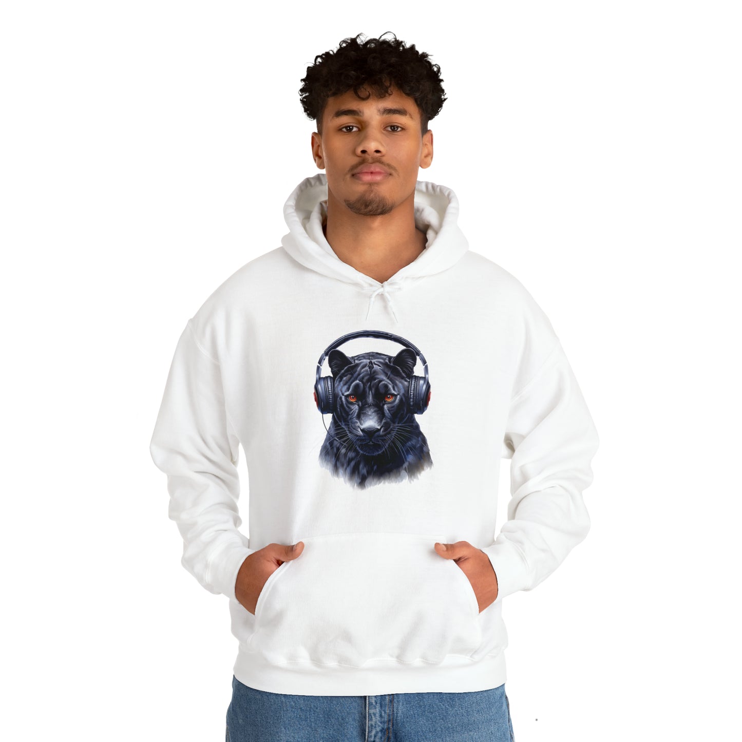 Black Panther Headphones | Unisex Heavy Blend™ Hooded Sweatshirt