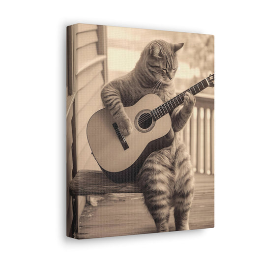 Cat Guitar Purr-fect Evening Jam | Gallery Canvas | Wall Art