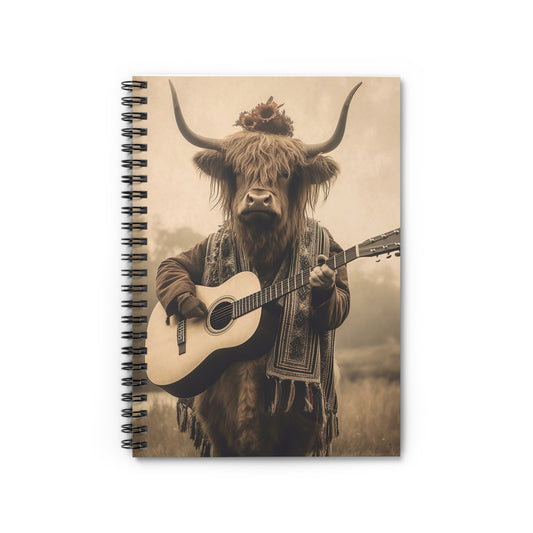 Highland Cow Guitar | Spiral Notebook - Ruled Line
