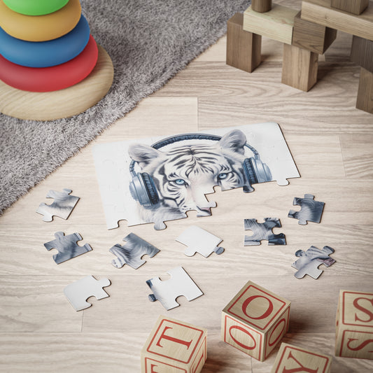 Tiger White Headphones | Kids' Puzzle, 30-Piece