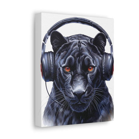 Black Panther Headphones | Canvas Gallery Wrap | Wall Art