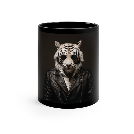 White Tiger Leather | 11oz Black Mug