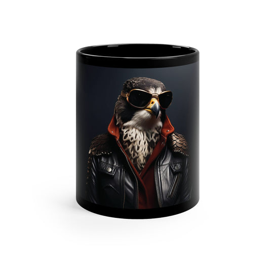 Peregrine Falcon Leather | 11oz Black Mug