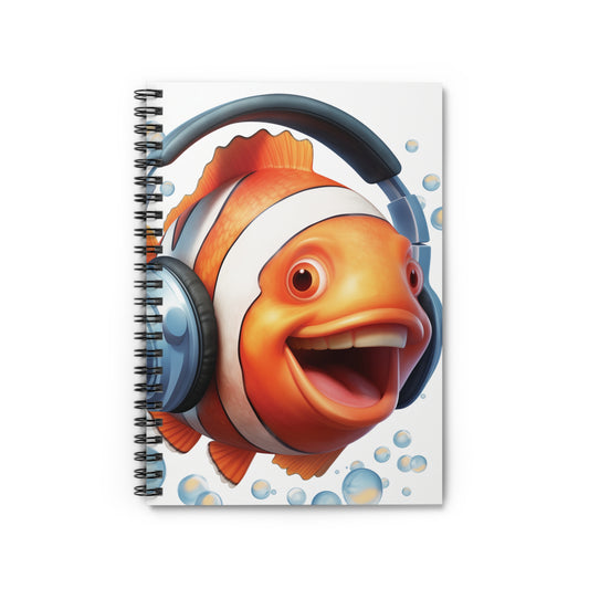 Clownfish Headphones | Spiral Notebook - Ruled Line