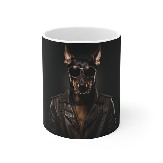 Dobermann Leather | Ceramic Mug 11oz | Wild & Stylish