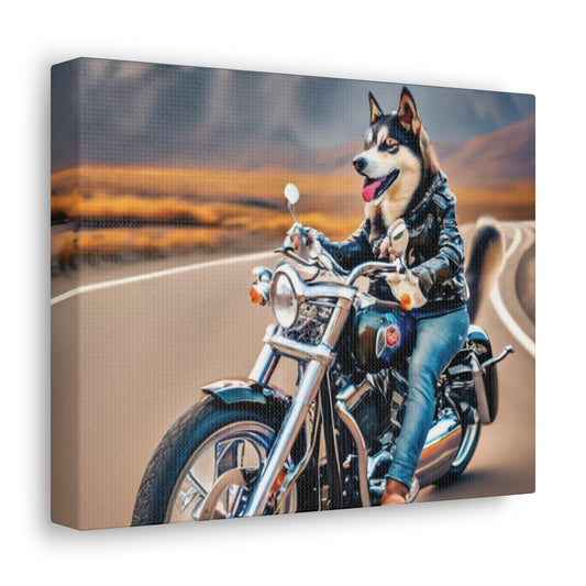 Siberian Husky Jeans Motorcycle | Gallery Canvas | Wall Art