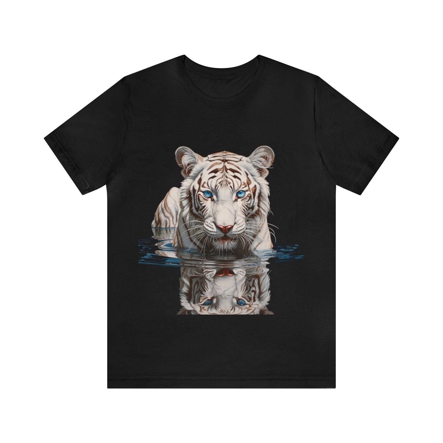 White Tiger Reflections of Majesty | Unisex Jersey Short Sleeve Tee | Chrome
