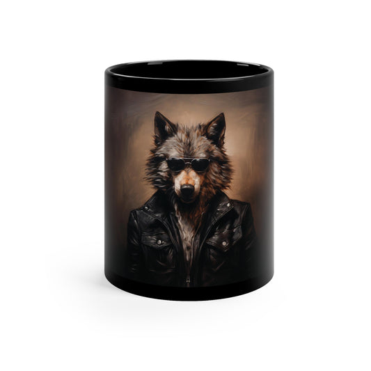 Wolf Leather | 11oz Black Mug