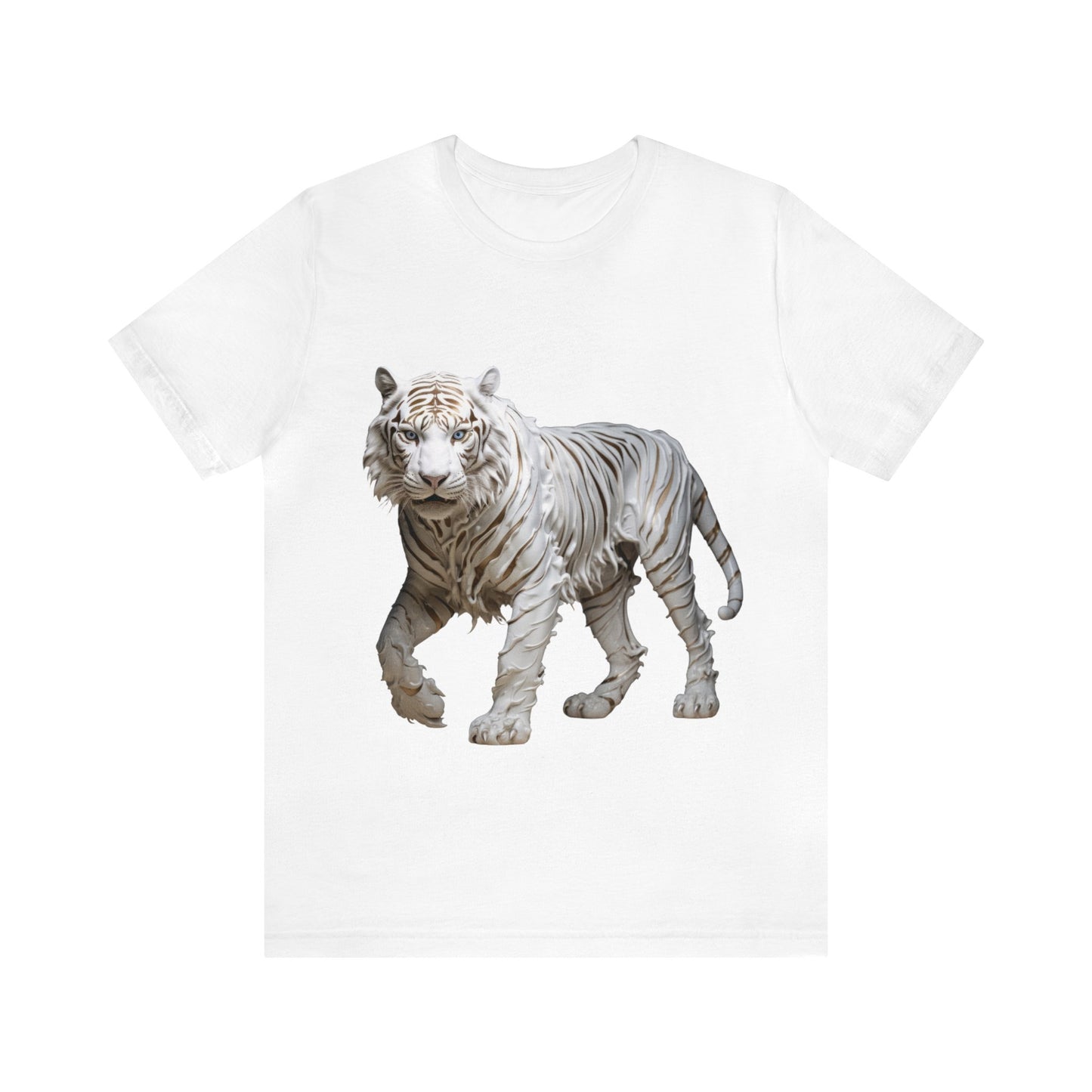 White Tiger Porcelain Elegance | Unisex Jersey Short Sleeve Tee | Chrome