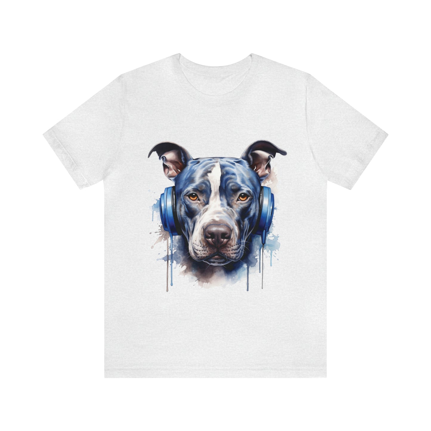 Blue Nose Pitbull Headphones | Unisex Jersey Short Sleeve Tee