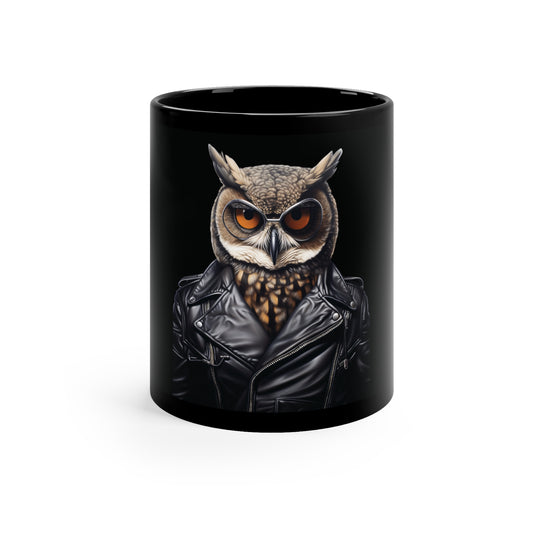 Owl Leather | 11oz Black Mug