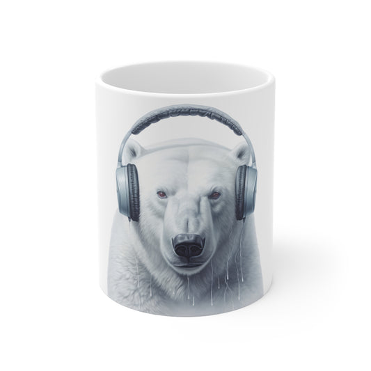 Polar Bear Headphones | Ceramic Mug 11oz