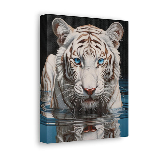 White Tiger Reflections of Majesty | Gallery Wall Canvas | Chrome
