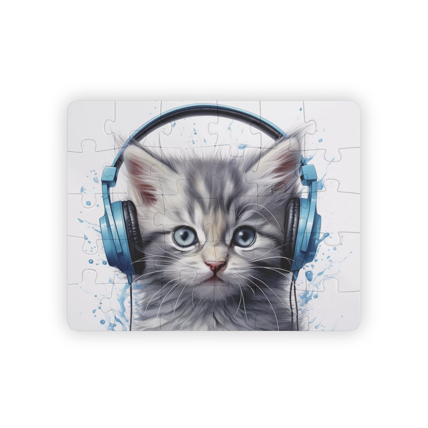 Blue Kitten Headphones | Kids' Puzzle, 30-Piece