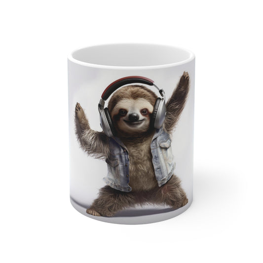 Sloth Headphones | Ceramic Mug 11oz