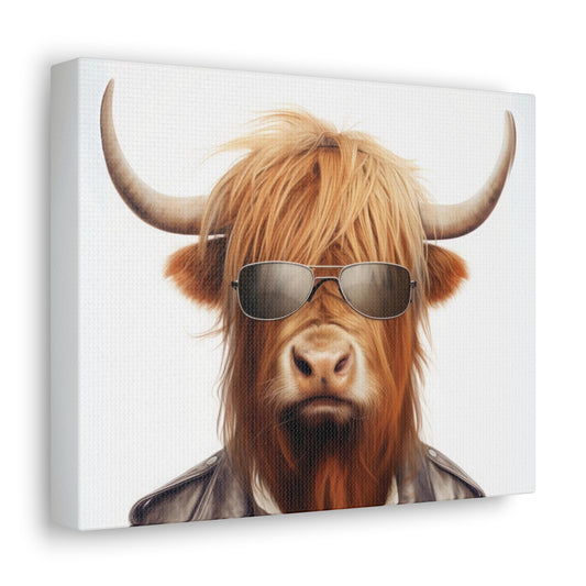 Highland Cow Leather | Gallery Canvas | Wall Art